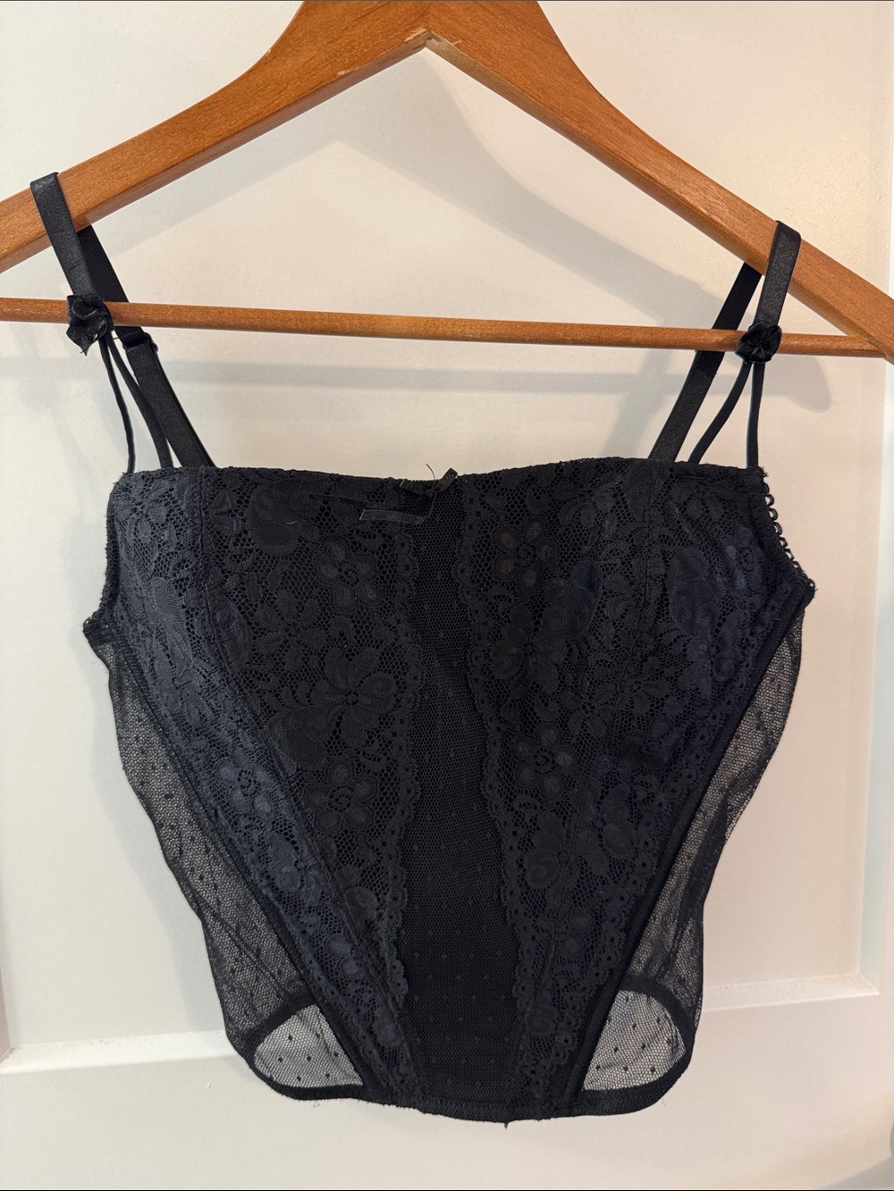 Black Lace Bustier Cami Corset Top Mesh Size Medium